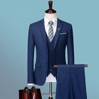 Checker Blazer / Vest / Dress Pants / Set