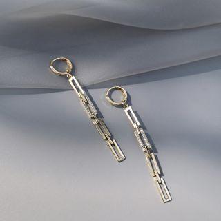 Chain Rhinestone Dangle Earring 1 Pair - Gold - One Size