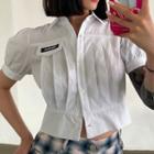 Short-sleeve Letter Embroidered Crop Shirt