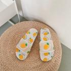 Platform Fruit Print Slide Sandals