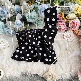 Single-shoulder Polka-dot Tank Top