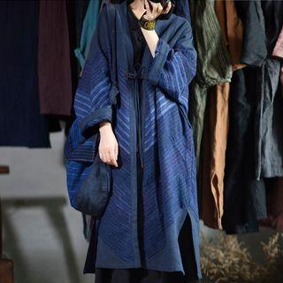 Striped Linen Coat Blue - One Size