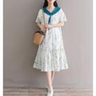 Floral Print Sailor Collar Short-sleeve Dress