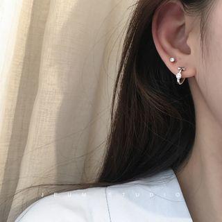 Smiley Face Hoop Earring 1 Pair - 925 Silver - Hoop Earring - Smiley Face - One Size