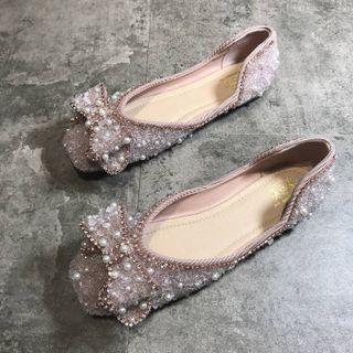 Beaded Square Toe Flats