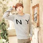 Crew-neck Lettering Knit Top