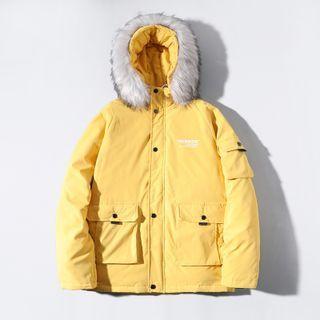 Lettering Zip-up Down Parka