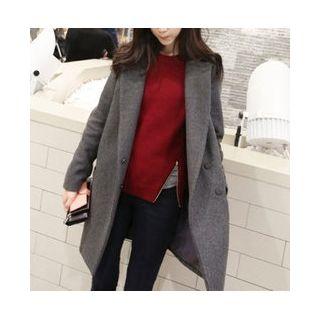 Snap-button Coat Navy Blue-s