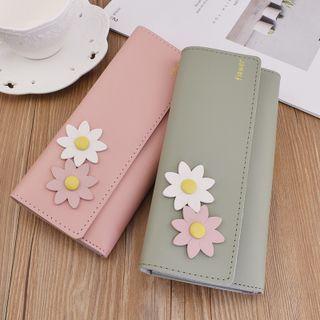 Flower Faux Leather Long Wallet