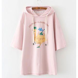 Printed Elbow Sleeve Hoodie