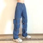 High-waist Cutout Panel Jeans