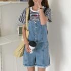 Denim Jumper Shorts / Short-sleeve Striped T-shirt