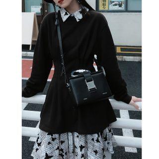 Mock Two-piece Paneled Sweatshirt Dress