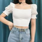 Perforated Panel Short-sleeve Cropped T-shirt