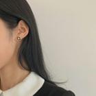 Faux-pearl Flower Ear Studs Black - One Size