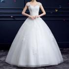 Embroidered Off-shoulder Wedding Ball Gown