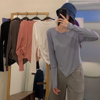 Long-sleeve Drawstring Asymmetrical T-shirt