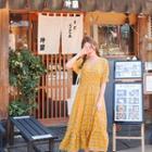 V-neck Smocked A-line Dress