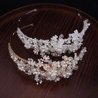 Flower Faux Pearl Rhinestone Headband