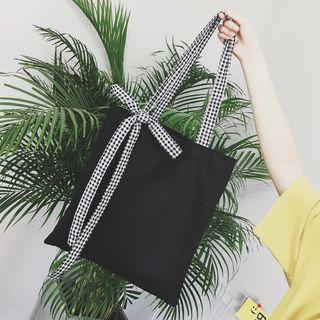 Gingham Handle Canvas Shopper Bag
