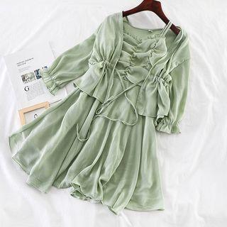 Set: Cardigan + Sleeveless Chiffon Dress