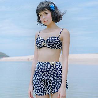 Bow-accent Dotted Bikini