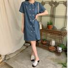 Double-button Chambray Dress