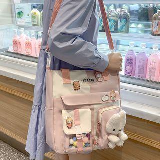 Set: Applique Pvc Panel Crossbody Bag + Bag Charm