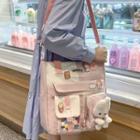 Set: Applique Pvc Panel Crossbody Bag + Bag Charm