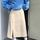 Front Slit A-line Midi Skirt