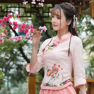 3/4-sleeve Printed Hanfu Top