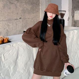 Mock Neck Balloon-sleeve Sweatshirt Dress