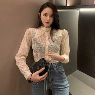 Long-sleeve Lace Shirt As Shown In Figure - One Size