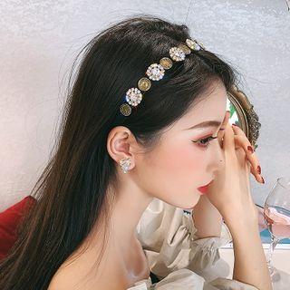 Retro Alloy Headband Black & Gold - One Size