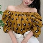 Puff-sleeve Floral Print Blouse / Pants