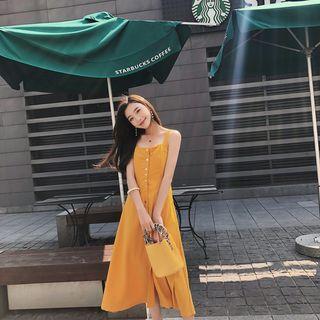 Midi A-line Spaghetti Strap Dress