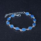Rhinestone Water Drop Bracelet Blue - One Size