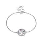 925 Sterling Silver Tree Of Life Bracelet With Colored Austrian Element Crystals Silver - One Size
