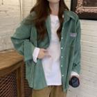 Lettering Patch Corduroy Shirt