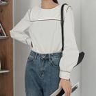 Contrast Trim Collared Blouse