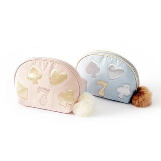 Appliqu  Makeup Pouch With Pom Pom
