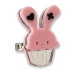 Sweet Pink Bunny Cupcake Of Heart Silver Ring