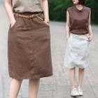 Set: Midi A-line Skirt + Belt