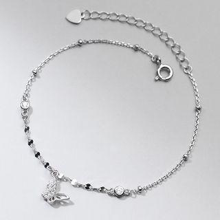 Butterfly Rhinestone Sterling Silver Bracelet