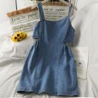 Sleeveless Cutout-waist Denim Mini Dress