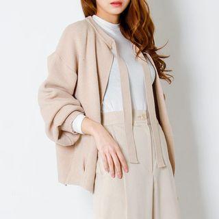 Tie-neck Open-front Cardigan