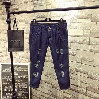 Rip Capri Jeans Dark Blue - 27