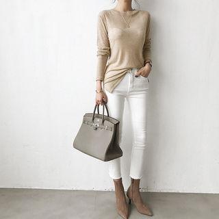M Lange Sheer Wool Blend T-shirt Beige - One Size