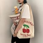 Cherry Print Canvas Tote Bag Off-white - One Size