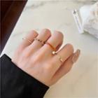 Set Of 4: Rhinestone Alloy Ring (various Designs) Set Of 4 - Gold - One Size